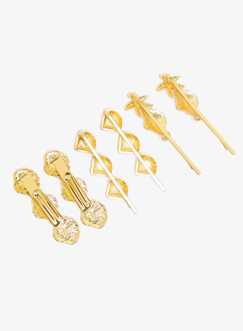 Ella Limited Edition 3PK Gold Metallic Hair Clips Seashell - Image 3