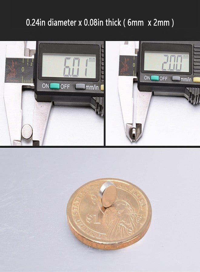 MIN CI 60Pcs Strong Neodymium Disc Magnets, Small Round Rare Earth Magnets for Crafts, Refrigerator and Whiteboard Magnets, Mini Round Rare Earth Magnets 6 x 2mm - Image 2