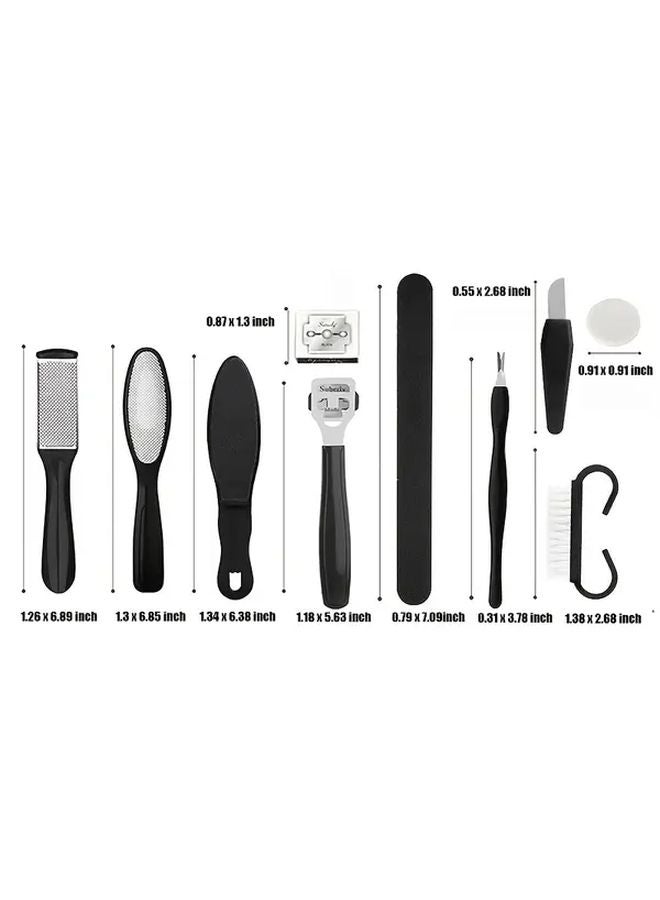 Black Eight Piece Set Professional Pedicure Foot File Tool For Dead Skin Removal - Image 5