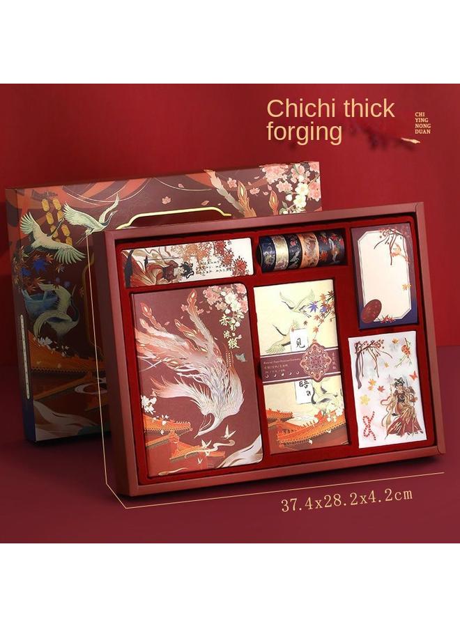 Bluejw Hand Ledger Suit Hand Ledger Gift Box A Set Of Antique Hand Ledger Material Gift Bag Girl Notebook Full Set - Image 1