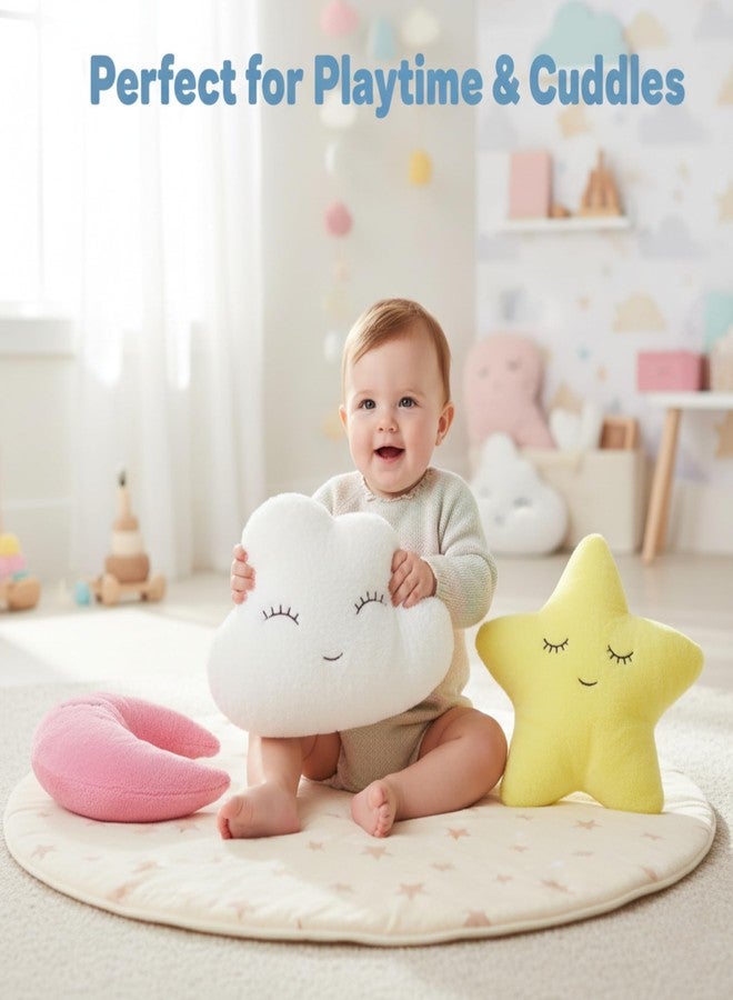 Humpy Hare Cute Soft Plush Cloud Moon Star Pillow Toy Set, Cot Cushion - Pack of 3, Playing Soft Toy for Kids, Children, Baby Play Cushion, Stuffed Plush Pillow (White, Rose Gold, Lemon Yellow) - Image 4