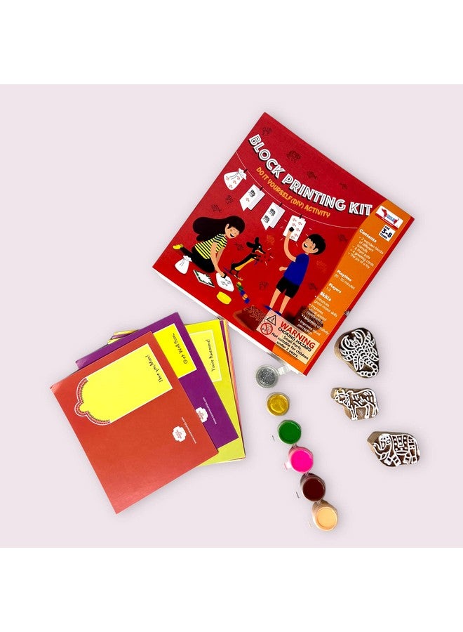 CocoMoco Kids Block Printing DIY Kit, Activity Kit for Kids with Wooden Stamps, Return Gift for 3-5 Years, 7-8 Years (Pack of 5) - Image 3