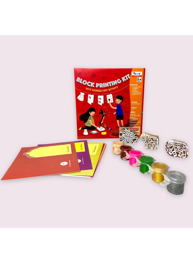 CocoMoco Kids Block Printing DIY Kit, Activity Kit for Kids with Wooden Stamps, Return Gift for 3-5 Years, 7-8 Years (Pack of 5) - Image 5