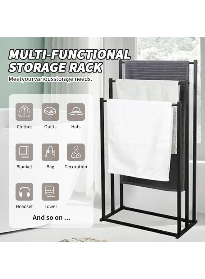 رحلة التنوعD رف مناشف حمام قائم بذاته،  حامل مناشف عريض بثلاث طبقات، حامل تجفيف المناشف،  حامل مناشف معدني متين، حامل بطانيات،  حامل مناشف كبير جدًا،  حامل تجفيف مقاوم للصدأ،  حامل عرض مناشف الحمام للمناشف الكبيرة والبطانيات،  حامل تجفيف المناشف،  إكسسوارات الحمام، حامل تنظيم الحمام للحمام وغرفة الغسيل - Image 3