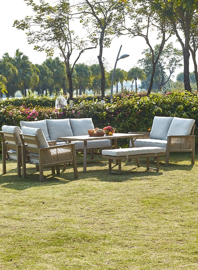 Broyhome Outdoor Furniture Set 7-Piece Outdoor Sofa Set Garden Sofa Set for Patio Balcony & Villa – Heat &  UV Resistant,Modern beige Aluminum Frame, 15CM Thickness waterproof Beige Cushions  - Image 2