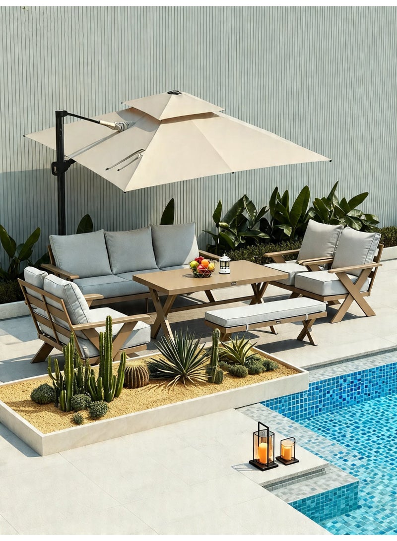 Broyhome ​7-Seater Outdoor Furniture Patio Sofa Set with High Table & Bench,Waterproof Cushion- Weather-Resistant Patio Furniture for Gardens, Balconies & Poolside - Image 2