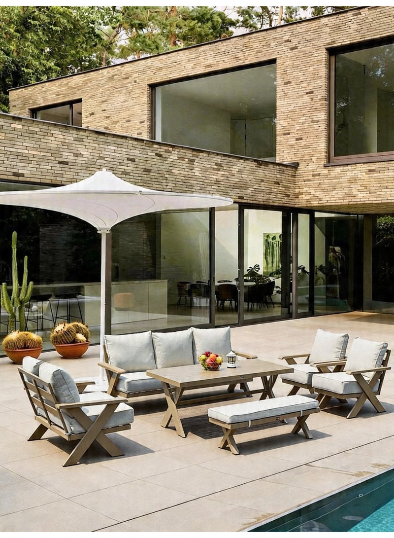 Broyhome ​7-Seater Outdoor Furniture Patio Sofa Set with High Table & Bench,Waterproof Cushion- Weather-Resistant Patio Furniture for Gardens, Balconies & Poolside - Image 5