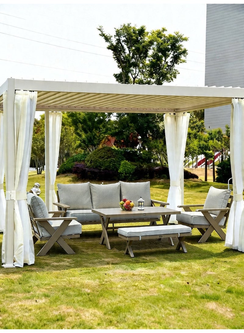 Broyhome ​7-Seater Outdoor Furniture Patio Sofa Set with High Table & Bench,Waterproof Cushion- Weather-Resistant Patio Furniture for Gardens, Balconies & Poolside - Image 3