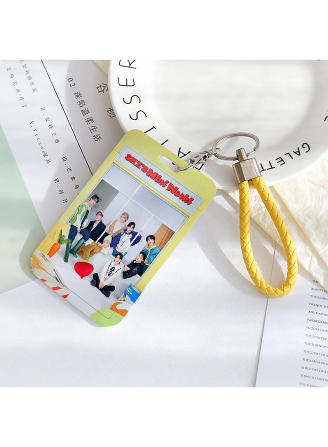 NIBEMINENT 1 - Piece STRAYKIDS Kpop Photo Card Holder Pendant Key Chain ID Badge Holder ID Card Holder Photo Card Protector for School ID Office ID Access Card for Women Girls