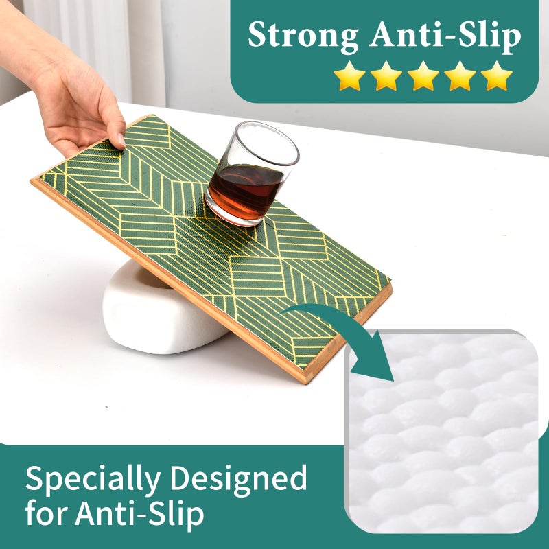 Kimhan Shelf Liners for Kitchen Cabinets 12in x 20FT, Non Adhesive Cabinet Liner Strong Non-Slip Thickened Gold Green Geometric Drawer Liner, Easy to Clean for Shelf, Cabinet with Knife and Tape Measure - Image 2