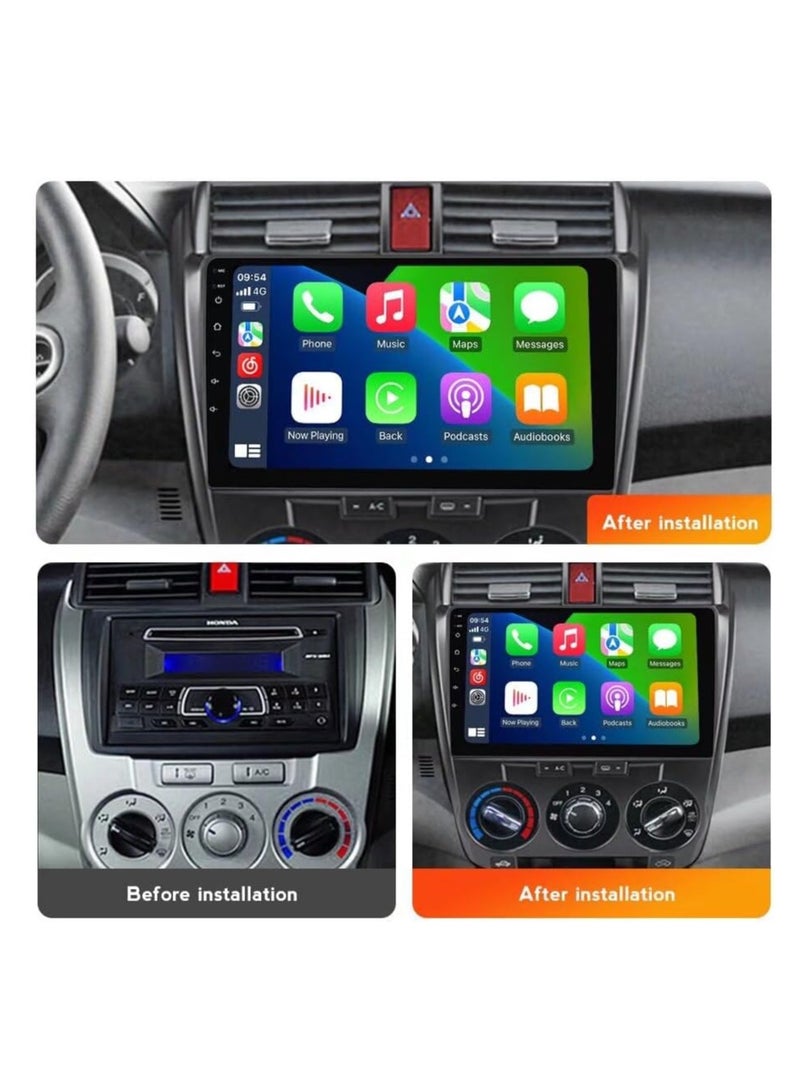 4+64GB 8-Core 10" Car Radio Stereo for Honda City 2008-2013 Dash Kit, Android 13 GPS Navigation Multimedia Player with Car-Play Android Auto