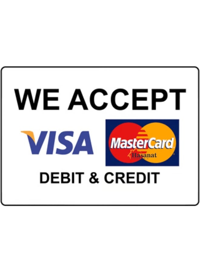 HASANAT ESSENTIALS ملصق فينيل ذاتي اللصق لقبول بطاقات الائتمان من هسنت - Image 1