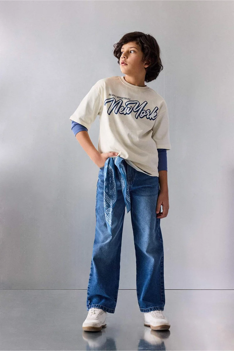 DeFacto Boy Oversize Crew Neck Printed T-Shirt