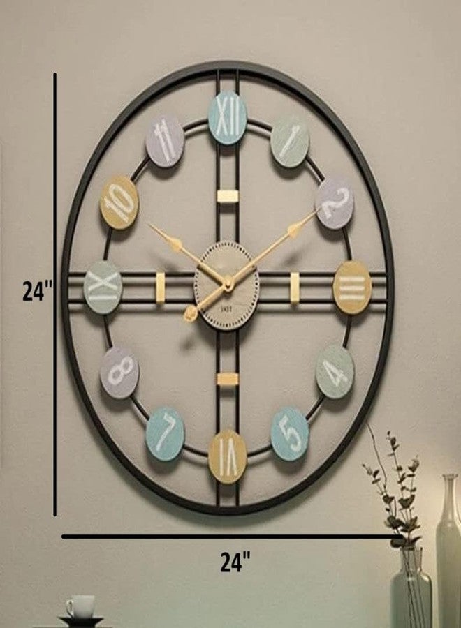 The Art Decor The Art Dcor Black Colorful Numbers Wall Clock Decor Art Sculpture for Home Office Living Room Bedroom Restaurant Cafe (24 Inches/ 60 Cms) - Image 3