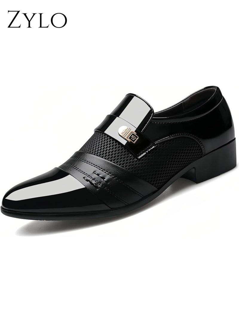 Zylo Men's black casual breathable leather shoes, made of mesh material, suitable for business and office wear - Image 5