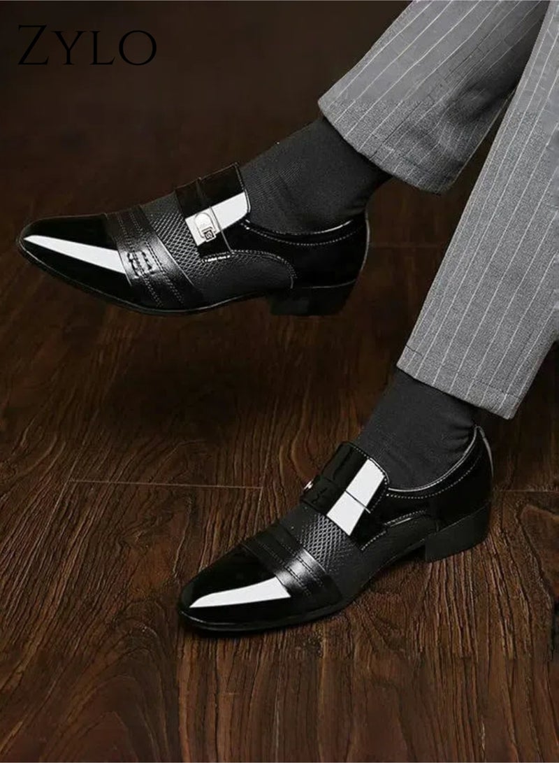 Zylo Men's black casual breathable leather shoes, made of mesh material, suitable for business and office wear - Image 4