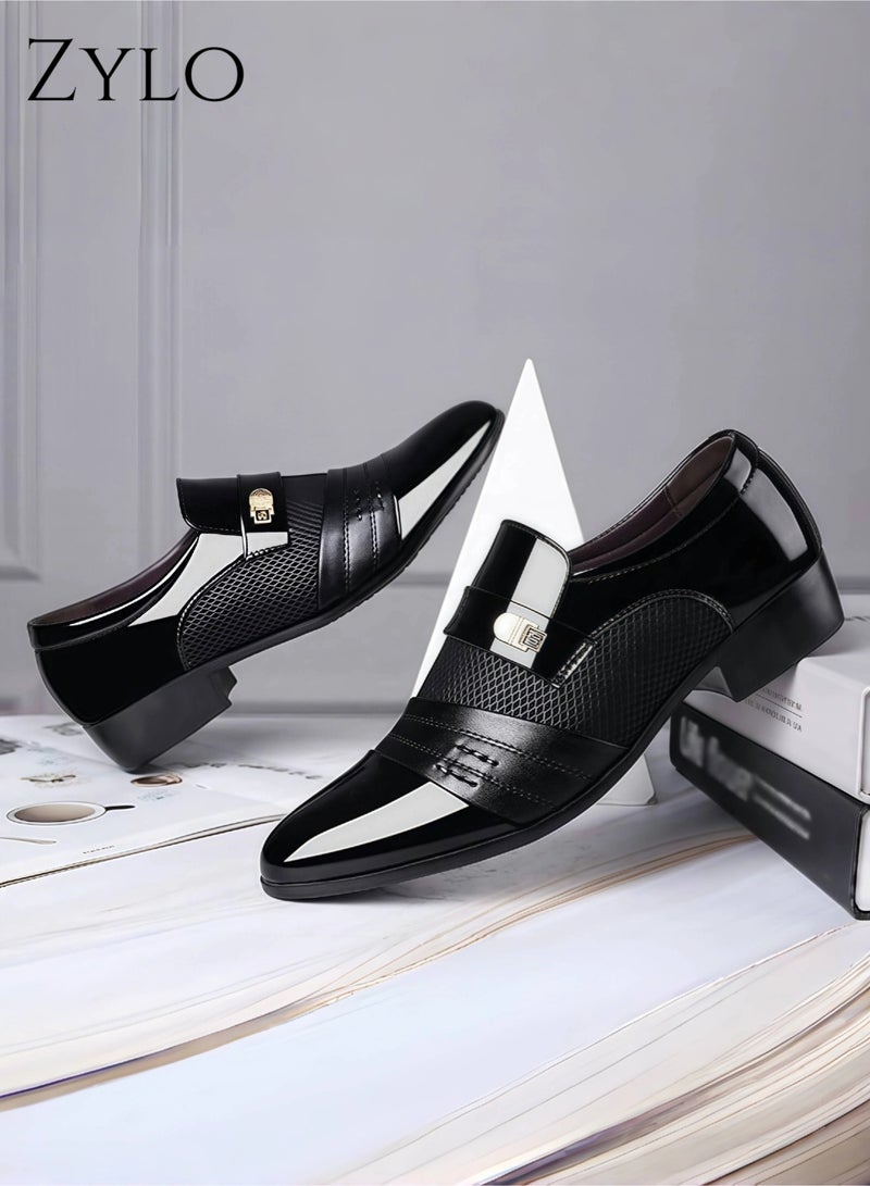 Zylo Men's black casual breathable leather shoes, made of mesh material, suitable for business and office wear - Image 2