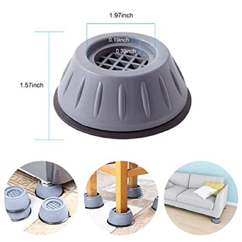 DAIDSUKE 4 Pieces Washing Machine Refrigerator Stand Anti Vibration Pads with Suction Cup Kitchen Accessories Items Washer Dryer Furniture Pad Sofa Table Chair Riser Leg Grey - Image 5