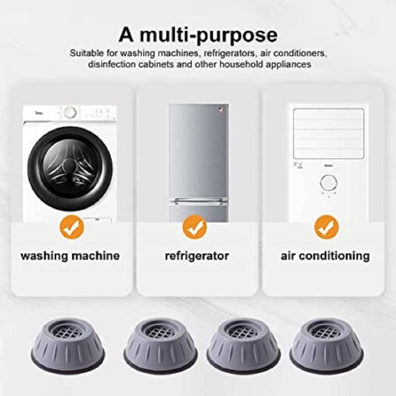 DAIDSUKE 4 Pieces Washing Machine Refrigerator Stand Anti Vibration Pads with Suction Cup Kitchen Accessories Items Washer Dryer Furniture Pad Sofa Table Chair Riser Leg Grey - Image 2