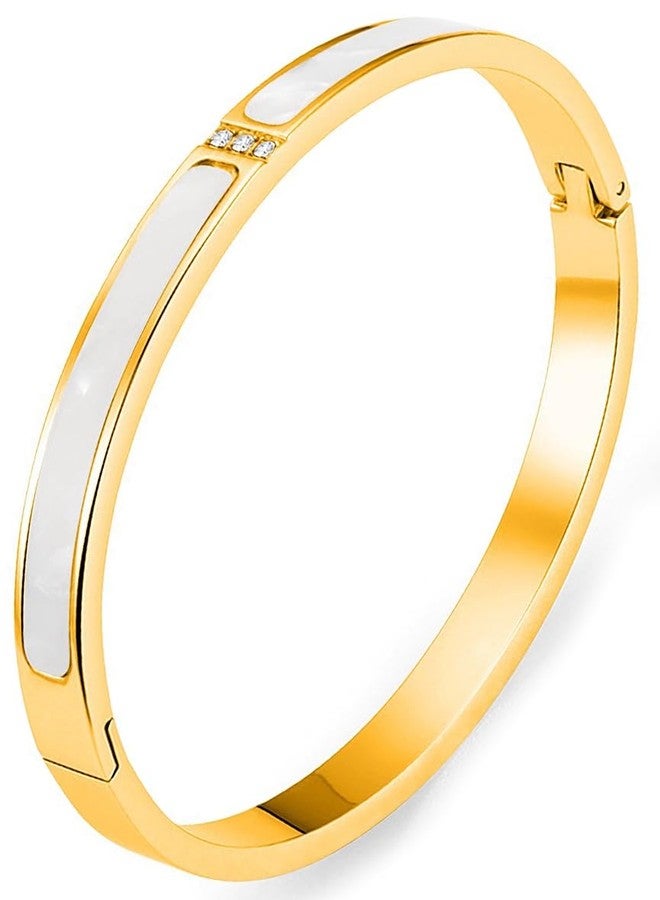 Tidefire Stainless Stee Crystal Cubic Zirconia Bracelet 18K Gold Plated Women Bracelet Titanium Steel Bangle (691 Gold) - Image 1
