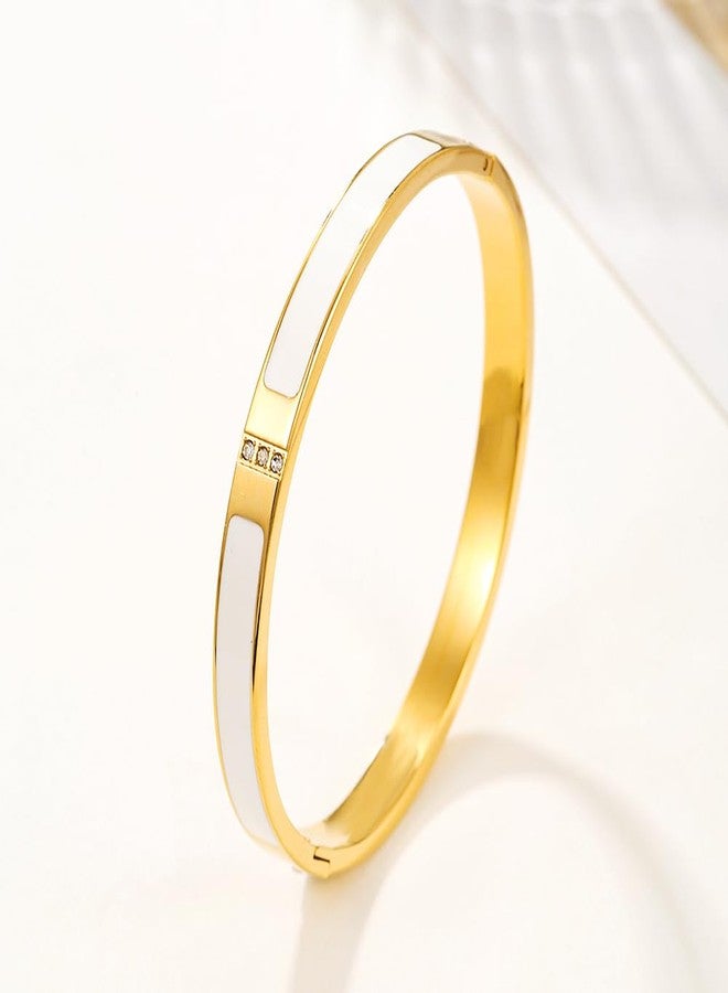 Tidefire Stainless Stee Crystal Cubic Zirconia Bracelet 18K Gold Plated Women Bracelet Titanium Steel Bangle (691 Gold) - Image 5