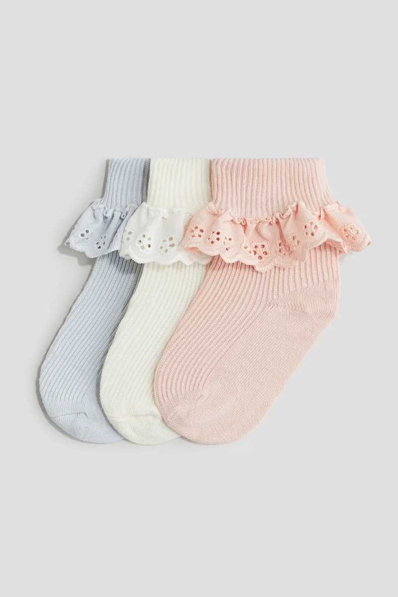H&M 3-pack overlocked foldover socks
