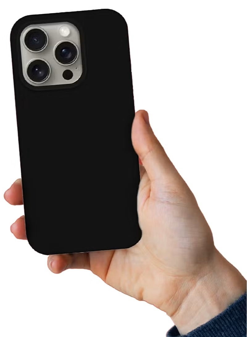 general Ultra-Slim Liquid Silicone Case for iPhone 16 Pro | Premium Soft-Touch Protective Cover with Internal Microfiber Lining & Enhanced Camera Protection – Black - Image 2