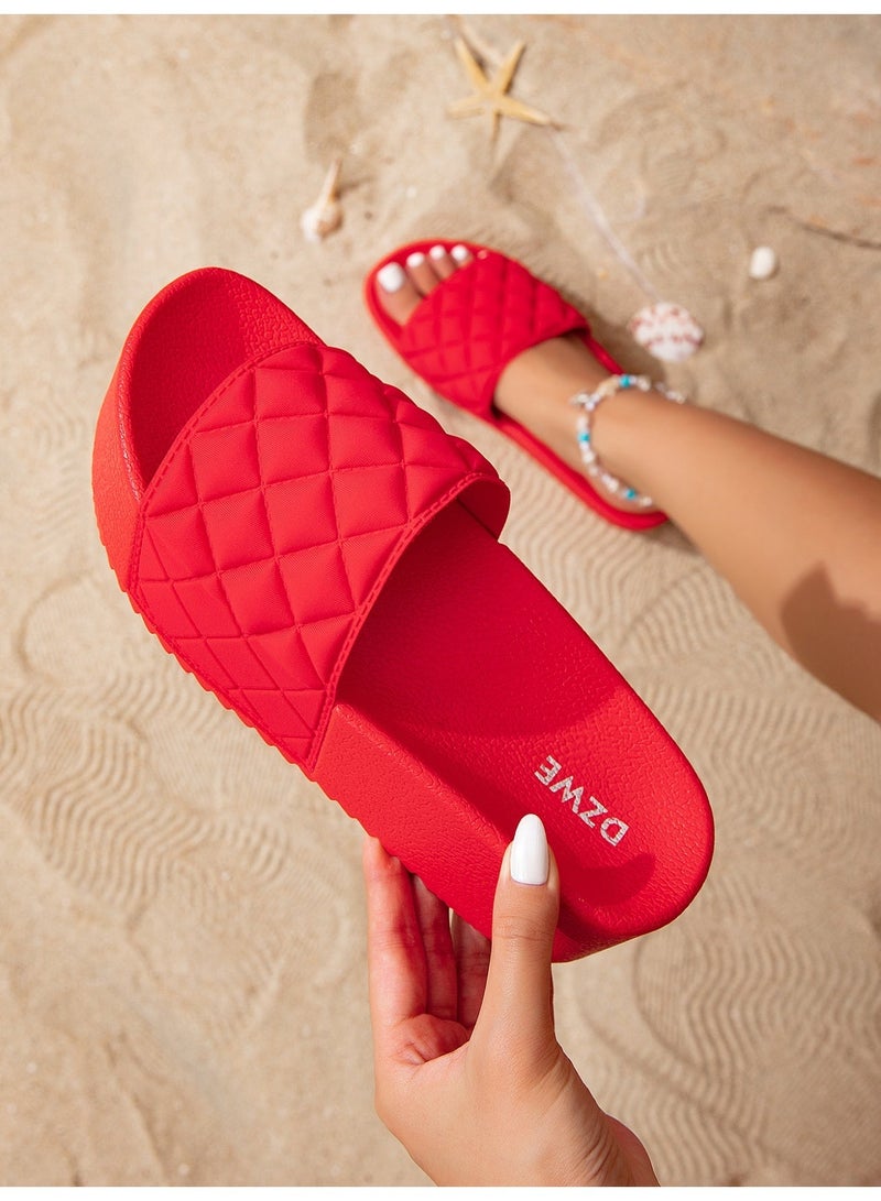 Women's Quilted Platform Sandals, Soft Cushioned Sole, Trendy Beach & Everyday Wear - Image 1