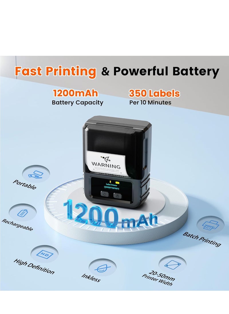 Phomemo M120 Label Maker- Barcode Printer Bluetooth Thermal Label Maker Machine 2 Inch 50mm Barcode Label Printer