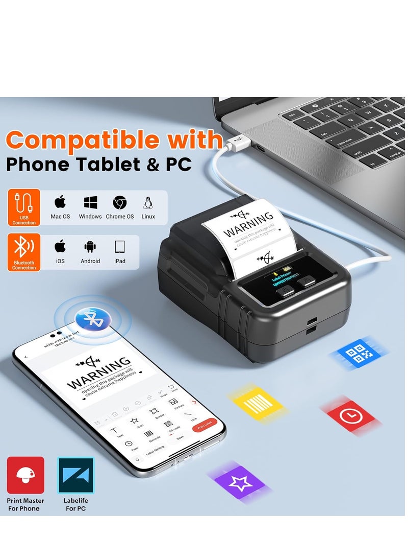 Phomemo M120 Label Maker- Barcode Printer Bluetooth Thermal Label Maker Machine 2 Inch 50mm Barcode Label Printer