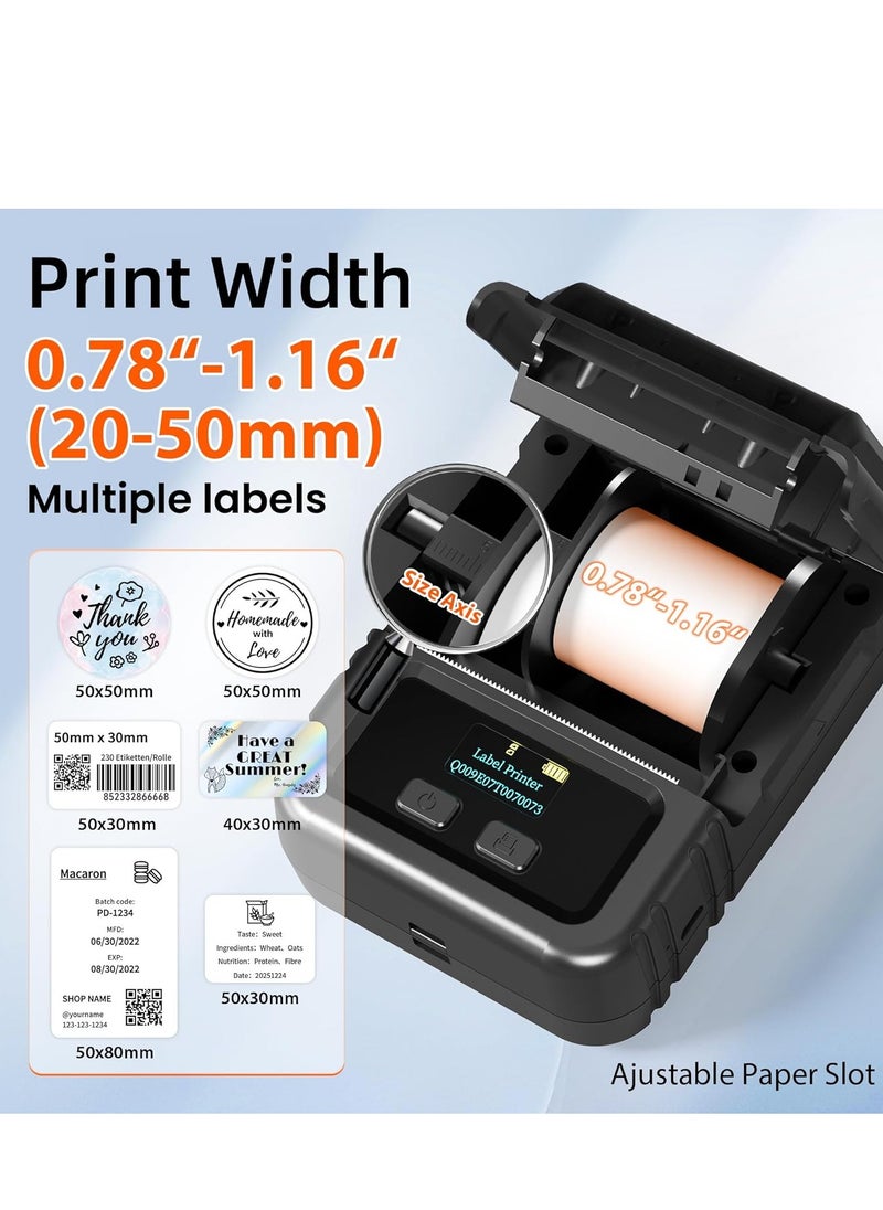 Phomemo M120 Label Maker- Barcode Printer Bluetooth Thermal Label Maker Machine 2 Inch 50mm Barcode Label Printer