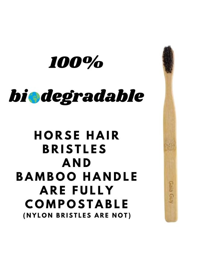 Gaia Guy Gaia Guy Soft Natural Bristle Bamboo Toothbrush (NO Nylon - Horsehair ONLY) - Totally Compostable & Biodegradable Soft Horse Hair Bristle and Bamboo Toothbrushes - Zero Waste - 6-Pack  - Image 5