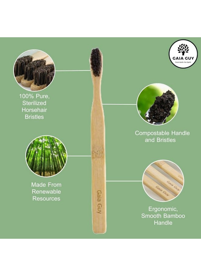 Gaia Guy Gaia Guy Soft Natural Bristle Bamboo Toothbrush (NO Nylon - Horsehair ONLY) - Totally Compostable & Biodegradable Soft Horse Hair Bristle and Bamboo Toothbrushes - Zero Waste - 6-Pack  - Image 4