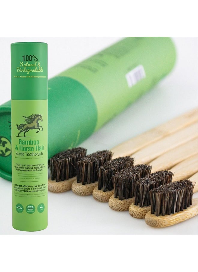 Gaia Guy Gaia Guy Soft Natural Bristle Bamboo Toothbrush (NO Nylon - Horsehair ONLY) - Totally Compostable & Biodegradable Soft Horse Hair Bristle and Bamboo Toothbrushes - Zero Waste - 6-Pack  - Image 1