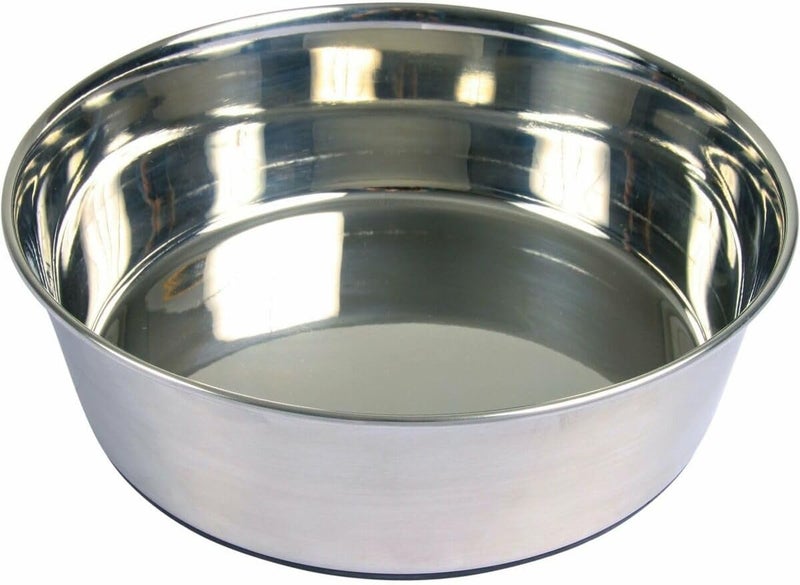 Trixie Stainless Steel Dog Bowl with Rubber Base - 2.5L - Image 1
