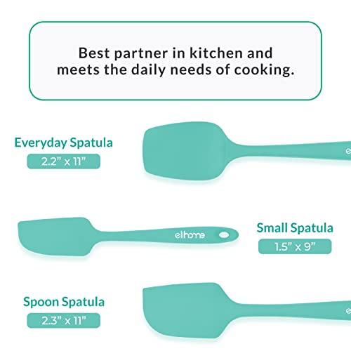 Elihome Chef Series 3 Piece Silicone Spatula Set - 600°F Heat Resistant Non Stick Rubber Kitchen Scraper Spatulas for Cooking, Baking, and Mixing – BPA Free and LFGB Certified Silicone, Green Color - Image 4