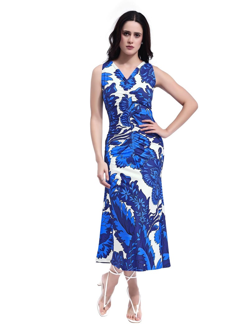 PURVAJA Women’s A-Line Maxi Dress (Wini-198-L_Blue) - Image 1