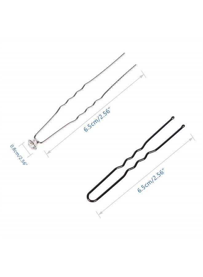 findTop 80 Pack White Crystal Rhinestone Hair Pins & U Shape Hairpins, findTop Wedding Hair Clips Professional Hairdressing Grip Clip with Storage Bottle (40 Pcs Crystal Pins & 40 Pcs U Shape Pins ) - Image 3