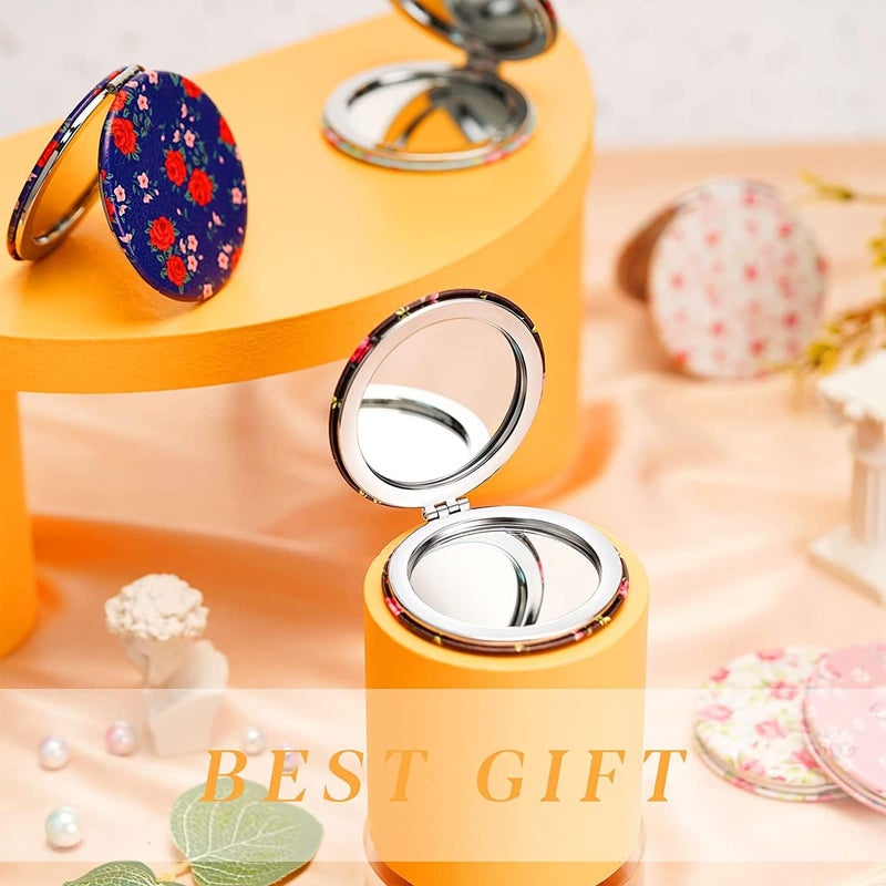 Entiregift Compact Round Mirror Magnifying Travel Folding Mirror Small Portable Vanity Makeup Mirror with Handheld Cosmetic Mirror for Purse Pocket Mirror for Women  Girls  - Image 4