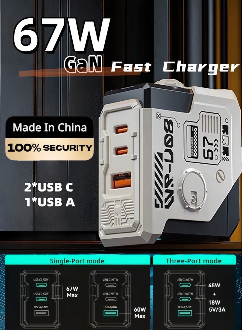 ويكومي 67 واط شاحن المحمول محول ، 30 واط USB C to Lighnting شاحن سريع ، 45 واط سامسونج قرص USB C  شاحن ، شاحن نوكيا المحمول جيم ، اي فون منفذ عكس شحن الروبوت شاحن السفر ، متوافق مع هواوي ، الدخن ، باد ثلاثة ميناء محول الطاقة السريعة - Image 1