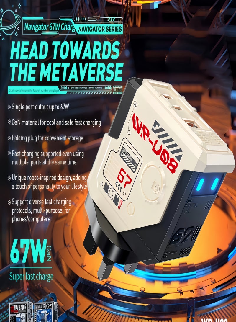 ويكومي 67 واط شاحن المحمول محول ، 30 واط USB C to Lighnting شاحن سريع ، 45 واط سامسونج قرص USB C  شاحن ، شاحن نوكيا المحمول جيم ، اي فون منفذ عكس شحن الروبوت شاحن السفر ، متوافق مع هواوي ، الدخن ، باد ثلاثة ميناء محول الطاقة السريعة - Image 5