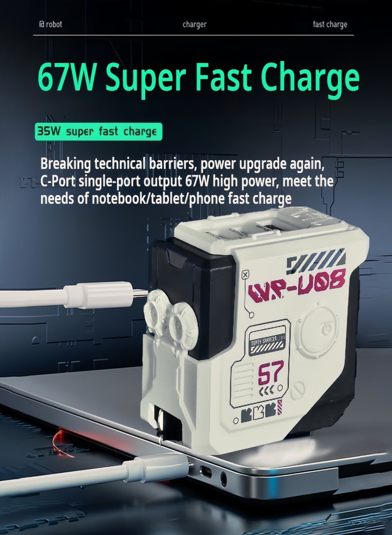 ويكومي 67 واط شاحن المحمول محول ، 30 واط USB C to Lighnting شاحن سريع ، 45 واط سامسونج قرص USB C  شاحن ، شاحن نوكيا المحمول جيم ، اي فون منفذ عكس شحن الروبوت شاحن السفر ، متوافق مع هواوي ، الدخن ، باد ثلاثة ميناء محول الطاقة السريعة - Image 3