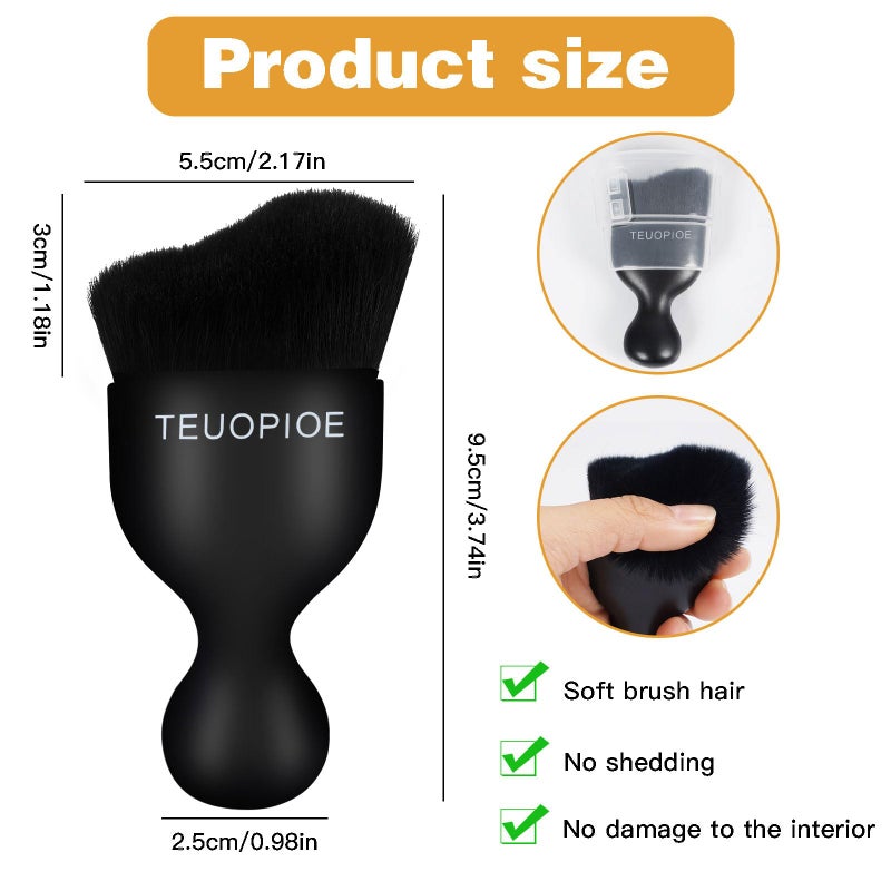TEUOPIOE Car Interior Cleaning Brush, Car Duster Interior,Car Detailing Brush Dusting Brush,Car Interior Cleaning Tool, Auto Soft Hair Car Brush,Auto Interior Dust Brush for Air Vents(Black) - Image 2