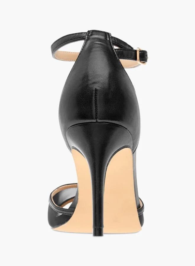 Flora Bella By Shoexpress Women Mesh Detail Ankle Strap Sandals with Stiletto Heels and Buckle Closure