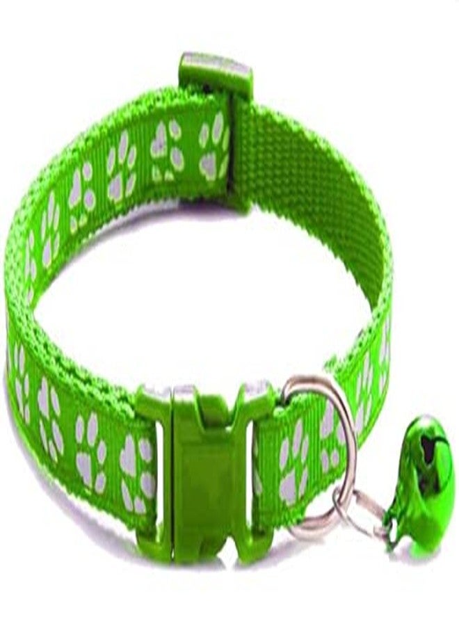 Litvibes Cat Collars Set Of 3 With Bell,Kitten & Small Dogs Soft Adjustable Collar Safe,Solid & Protection Breakaway For Cats & Puppy,Cute Kitty Neckband With Paw Print- (Yellow,Light Blue,Dark Green) - Image 4