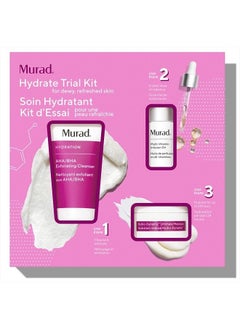 Hydrate Trial Kit - 3-Piece Trial Size Kit $62 Value - Moisturizing Daily Skincare Set - AHA/BHA Exfoliating Cleanser, Multi-Vitamin Infusion Oil & Hydro-Dynamic Ultimate Moisturizer