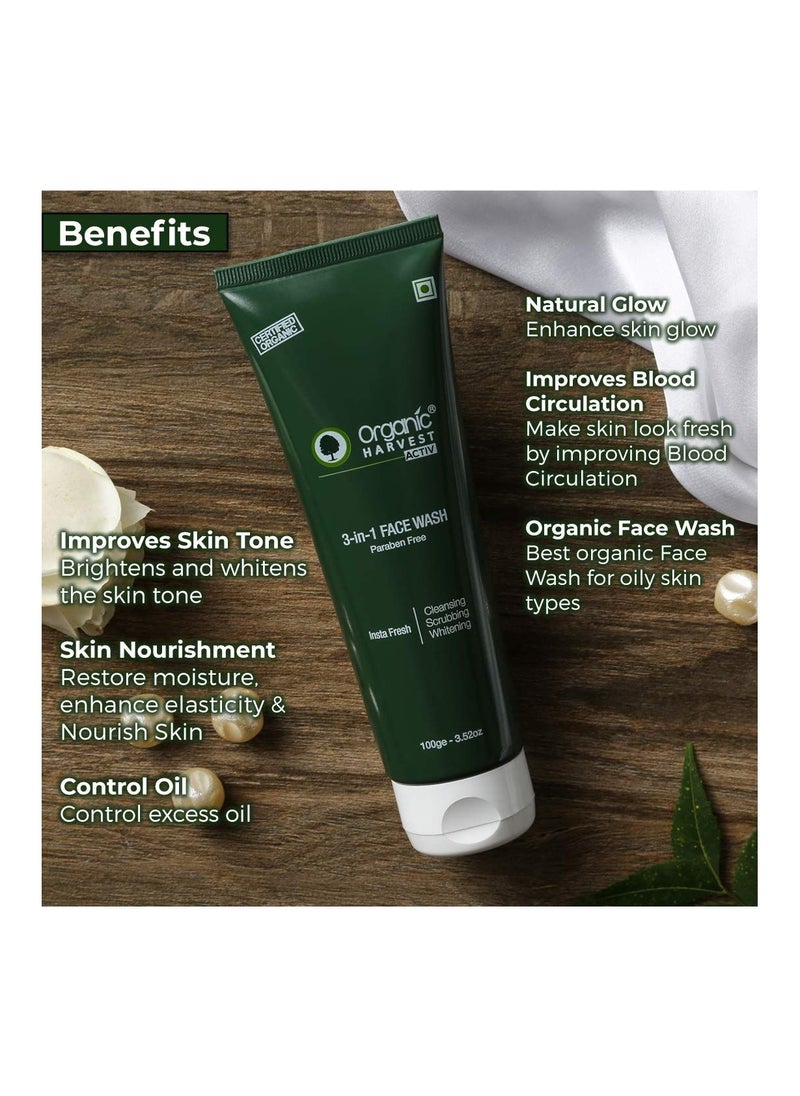 Organic Harvest - 3 In 1 SPF 50 Combo Face Wash 100gm Sunscreen 100gm - Image 1