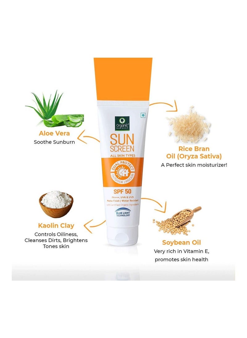 Organic Harvest - 3 In 1 SPF 50 Combo Face Wash 100gm Sunscreen 100gm - Image 1