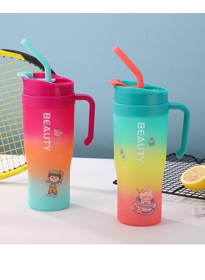 Gradient Sports Water Bottles Set 3Pcs Portable Gradient Color Large Outdoor Fitness Camping Party Spill Proof School Supplies Birthday Multicolor Random - Image 4