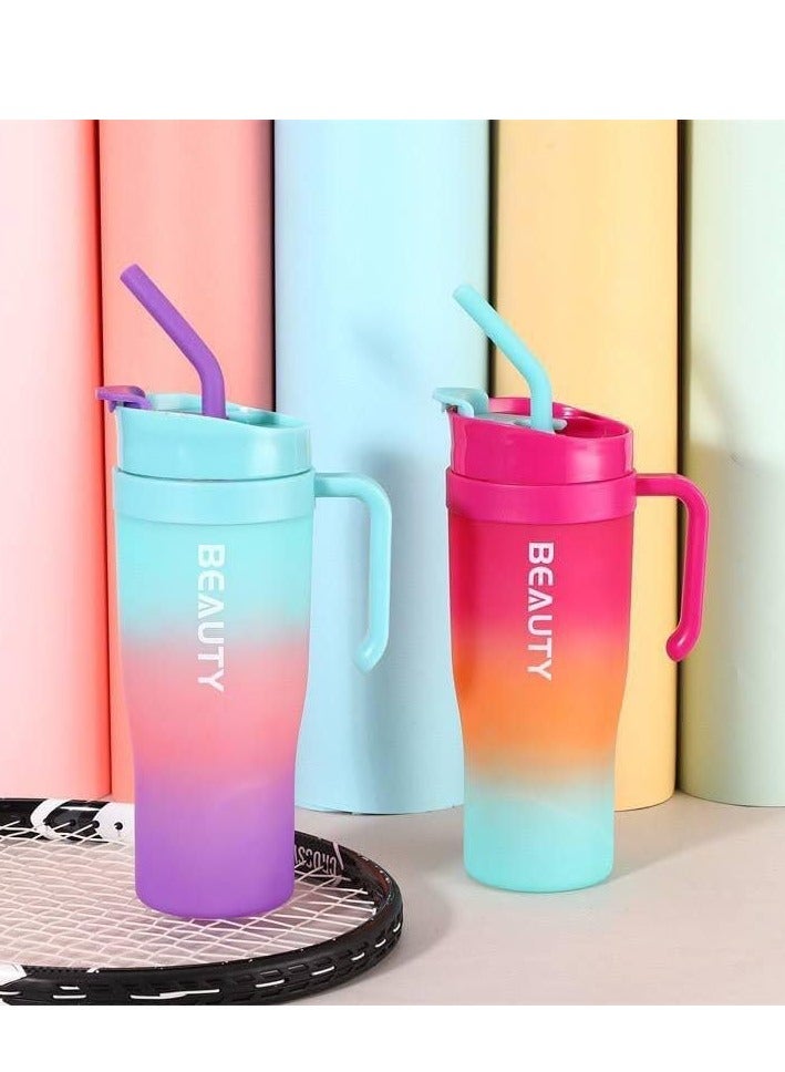 Gradient Sports Water Bottles Set 3Pcs Portable Gradient Color Large Outdoor Fitness Camping Party Spill Proof School Supplies Birthday Multicolor Random - Image 5